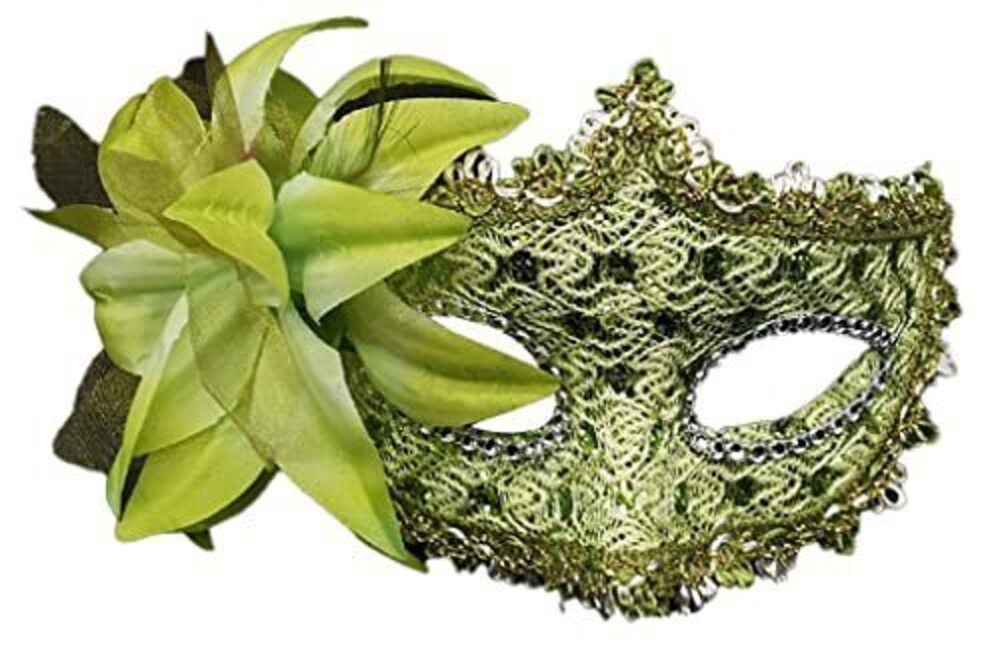 5436 ’s Side Flower Multicolor Lace Covered Half Face Crown Masquerade Mask
